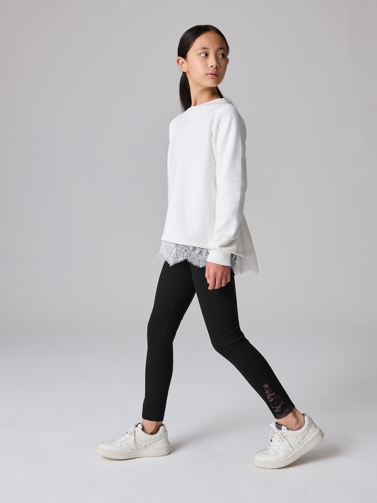 smALLSAINTS Girls Lee Lace 100% Cotton Sweatshirt and Legging Set - Image 3 of 13