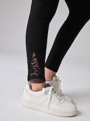 smALLSAINTS White/Black Girls Lee Lace 100% Cotton Sweatshirt and Legging Set - Image 9 of 13