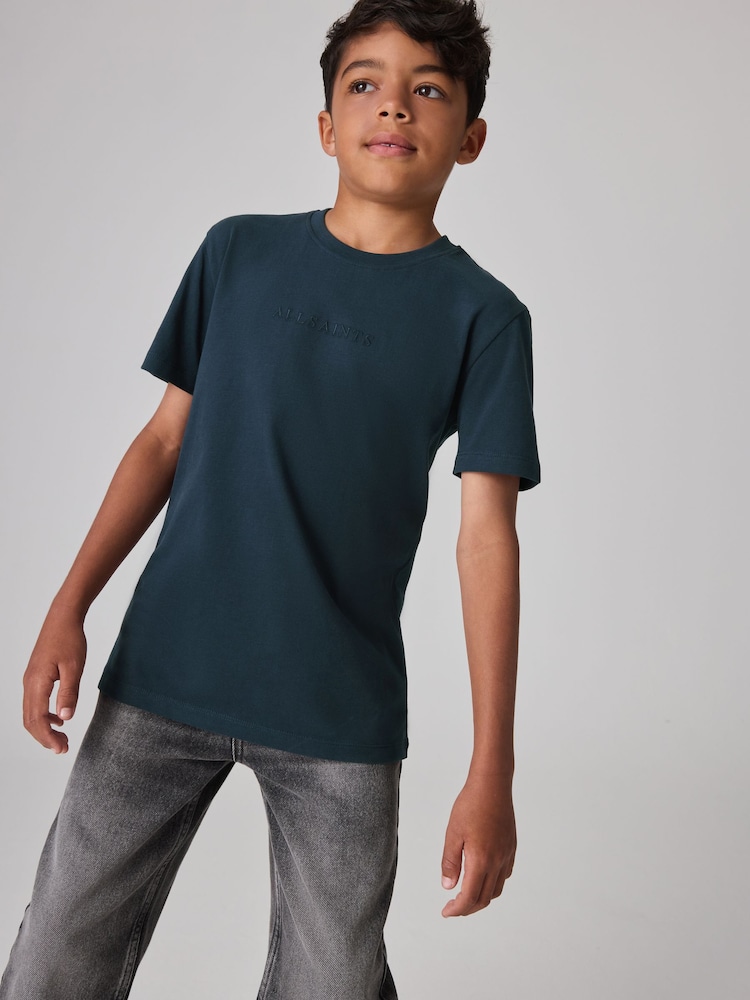 smALLSAINTS Green Logo Embroidered Crew 100% Cotton T-Shirt - Image 1 of 7