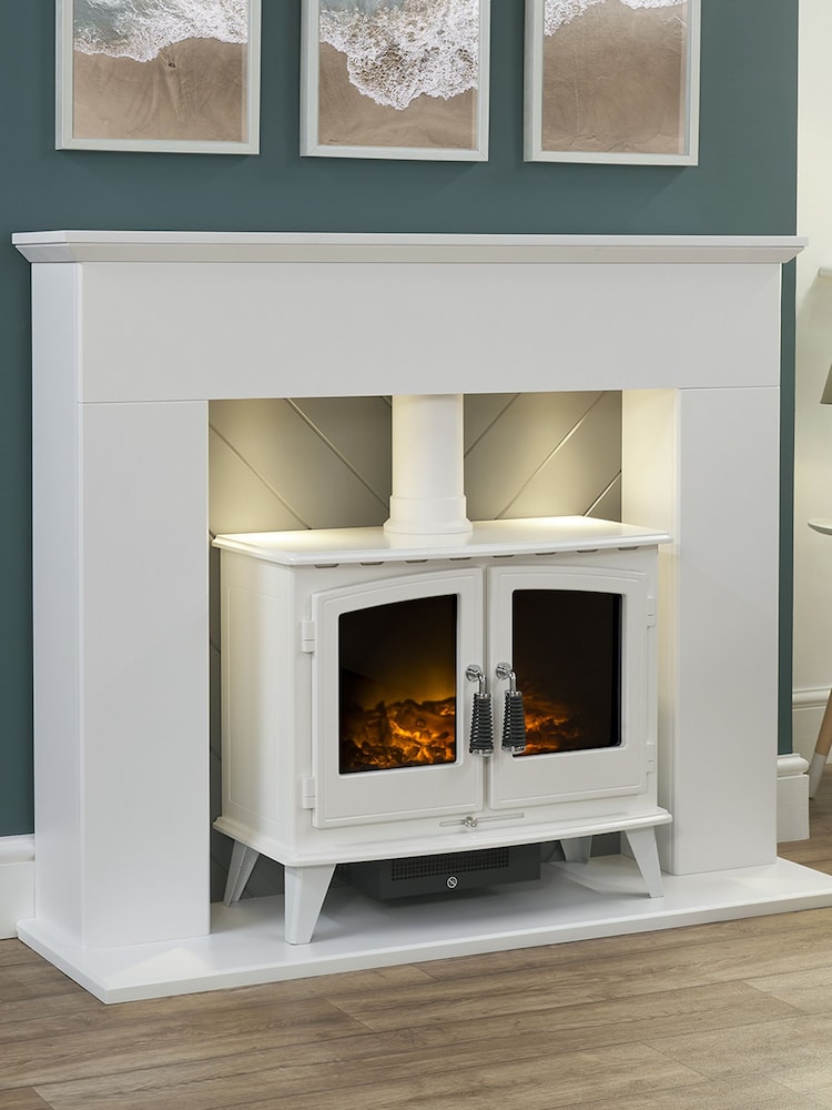 Adam White Corinth 48 Inch Electric Stove Suite - Image 1 of 4