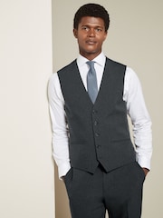 Charcoal Grey Regular Fit Essential Suit Waistcoat - Image 1 of 8