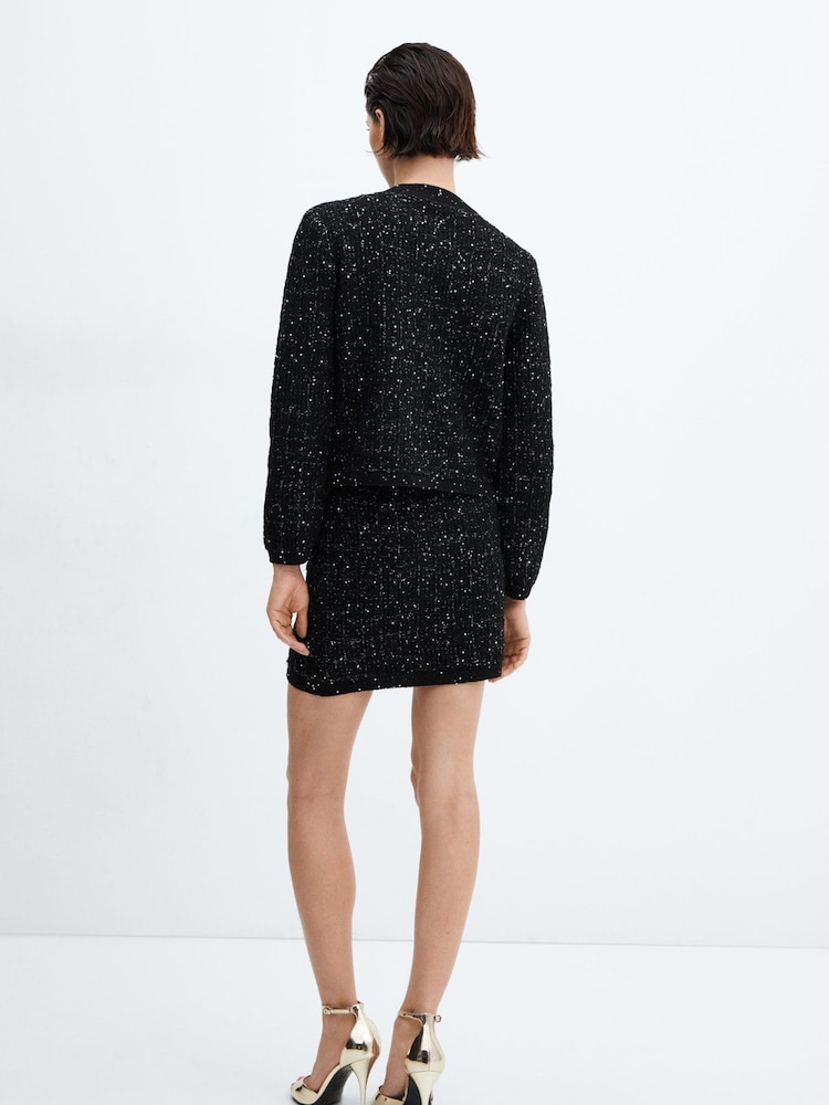 Mango Black Buttoned Tweed Skirt - Image 2 of 6