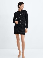 Mango Black Buttoned Tweed Skirt - Image 3 of 6