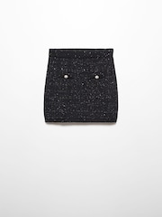 Mango Black Buttoned Tweed Skirt - Image 5 of 6