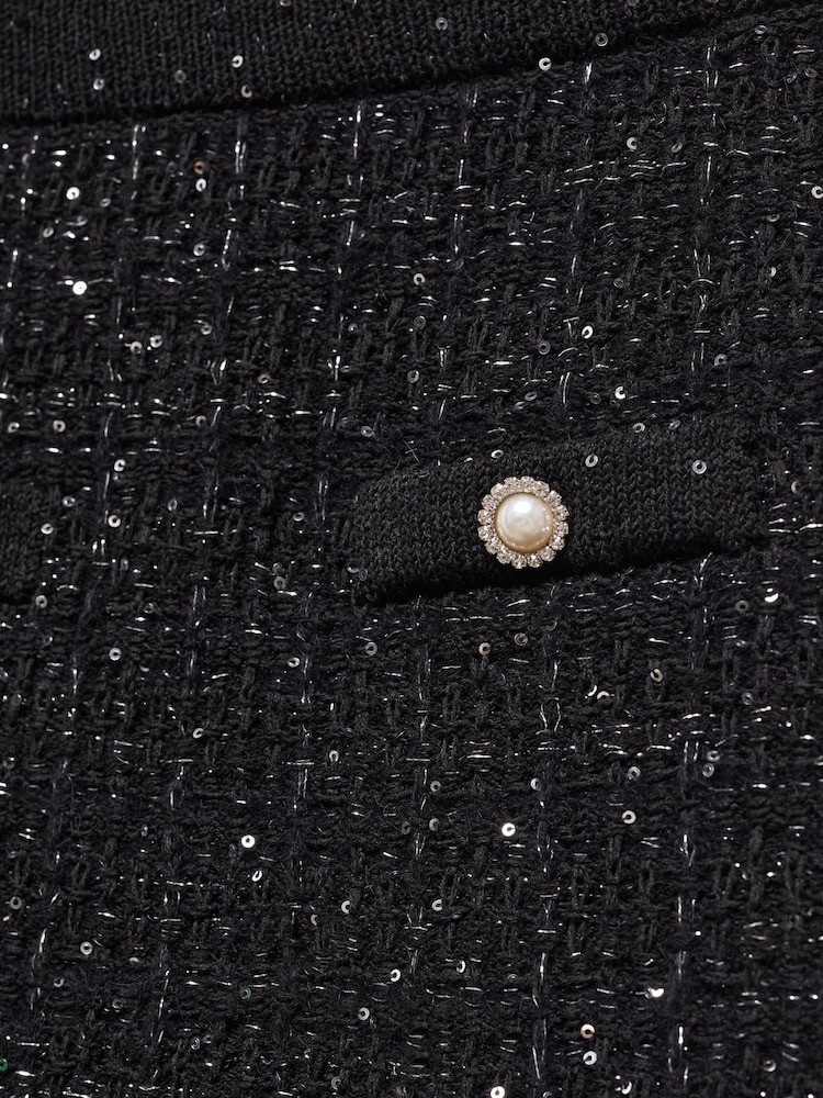 Mango Black Buttoned Tweed Skirt - Image 6 of 6