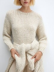 Mango Nude Round Neck Thick Knit Jumper - Image 4 of 7
