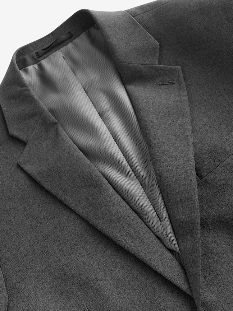 Gris de charbon de bois - Ajustement régulier - Veste de costume Essential - Image 8 of 10