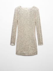 Mango Sequin Shoulder Padded Long-Sleeved Dress - Image 6 of 7