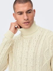 Only & Sons Cream Cable Knit Cosy Jumper - Image 5 of 6