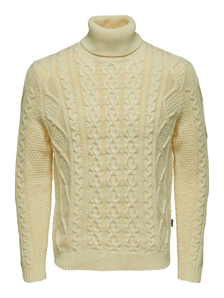 Only & Sons Cream Cable Knit Cosy Jumper - Image 6 of 6