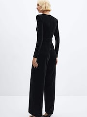 Mango Velvet Belt Jumpsuit - Image 2 of 7
