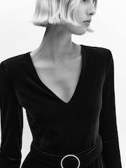 Mango Velvet Belt Jumpsuit - Image 5 of 7