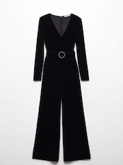 Mango Velvet Belt Jumpsuit - Image 6 of 7