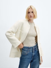Mango Cream Smart Tweed Jacket - Image 1 of 7