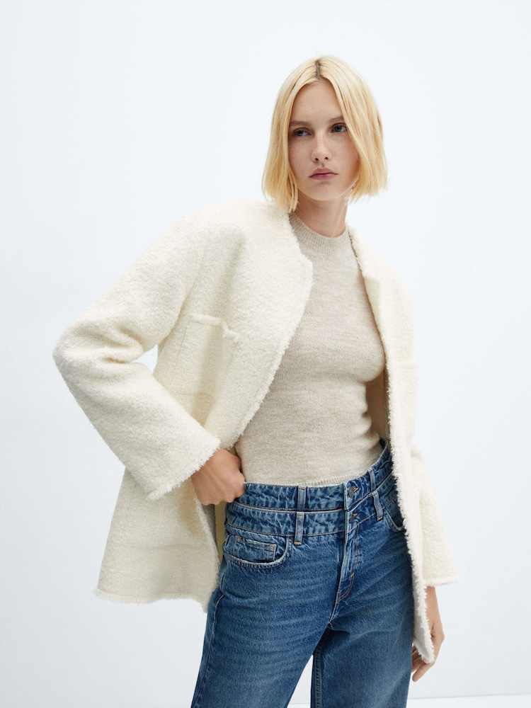 Mango Cream Smart Tweed Jacket - Image 1 of 7