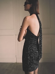 Mango Sequined Halter-Neck Mini Dress - Image 2 of 7