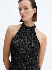 Mango Sequined Halter-Neck Mini Dress - Image 5 of 7
