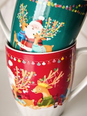 Set of 4 Red and Green Santa Mugs - Image 2 of 4
