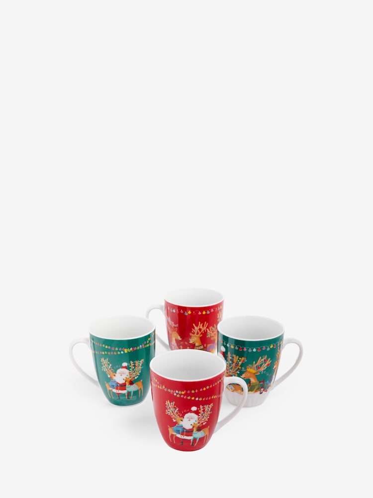 Set of 4 Red and Green Santa Mugs - Image 4 of 4