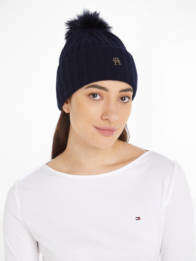 Tommy Hilfiger Blue Essential Chic Pom Pom Beanie - Image 1 of 3