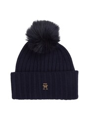Tommy Hilfiger Blue Essential Chic Pom Pom Beanie - Image 2 of 3