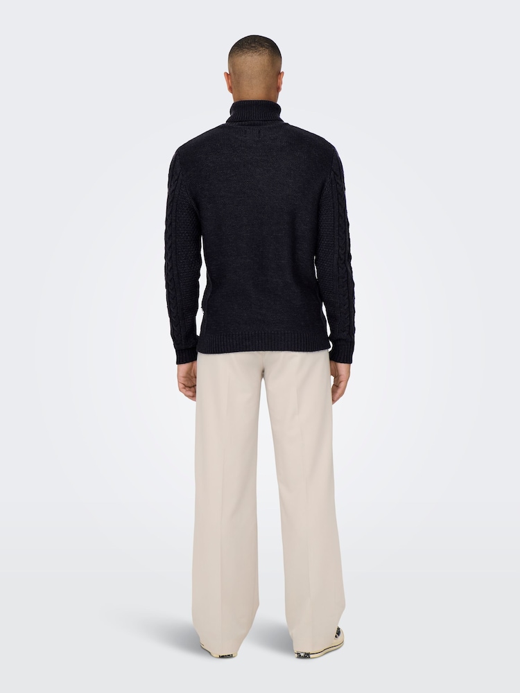 Only & Sons Blue Cable Knit Cosy Jumper - Image 2 of 6