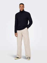 Only & Sons Blue Cable Knit Cosy Jumper - Image 3 of 6