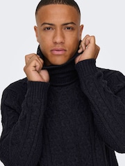Only & Sons Blue Cable Knit Cosy Jumper - Image 5 of 6