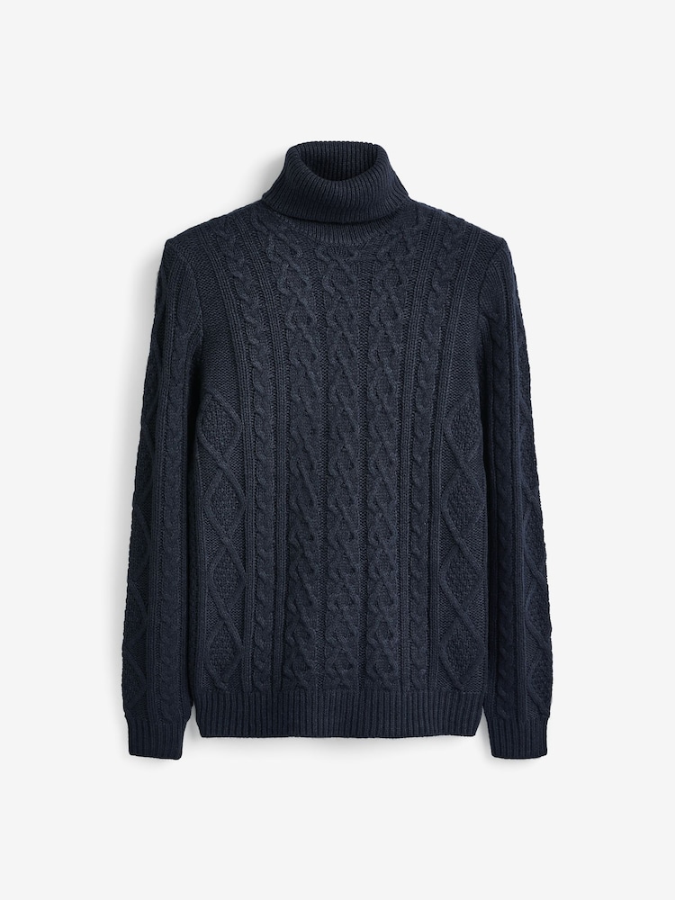 Only & Sons Blue Cable Knit Cosy Jumper - Image 6 of 6