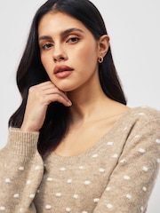 PIECES Cream Long Sleeve Textured Polka Dot Jumper - Image 3 of 5