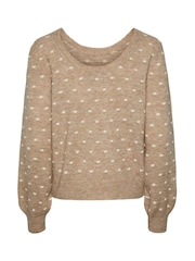 PIECES Cream Long Sleeve Textured Polka Dot Jumper - Image 4 of 5