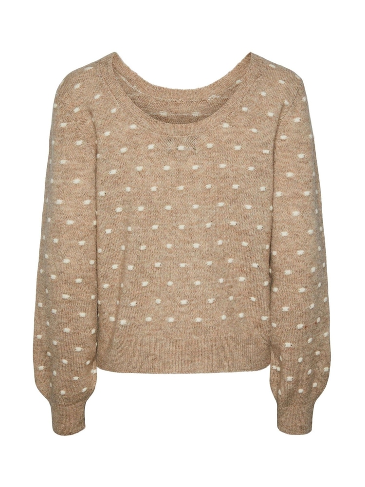 PIECES Cream Long Sleeve Textured Polka Dot Jumper - Image 4 of 5