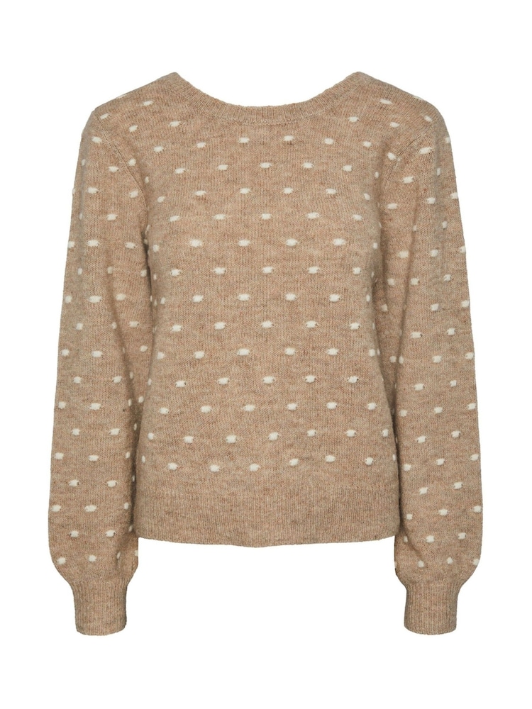 PIECES Cream Long Sleeve Textured Polka Dot Jumper - Image 5 of 5 PIECES Cream Long Sleeve Textured Polka Dot Jumper - Image 5 of 5