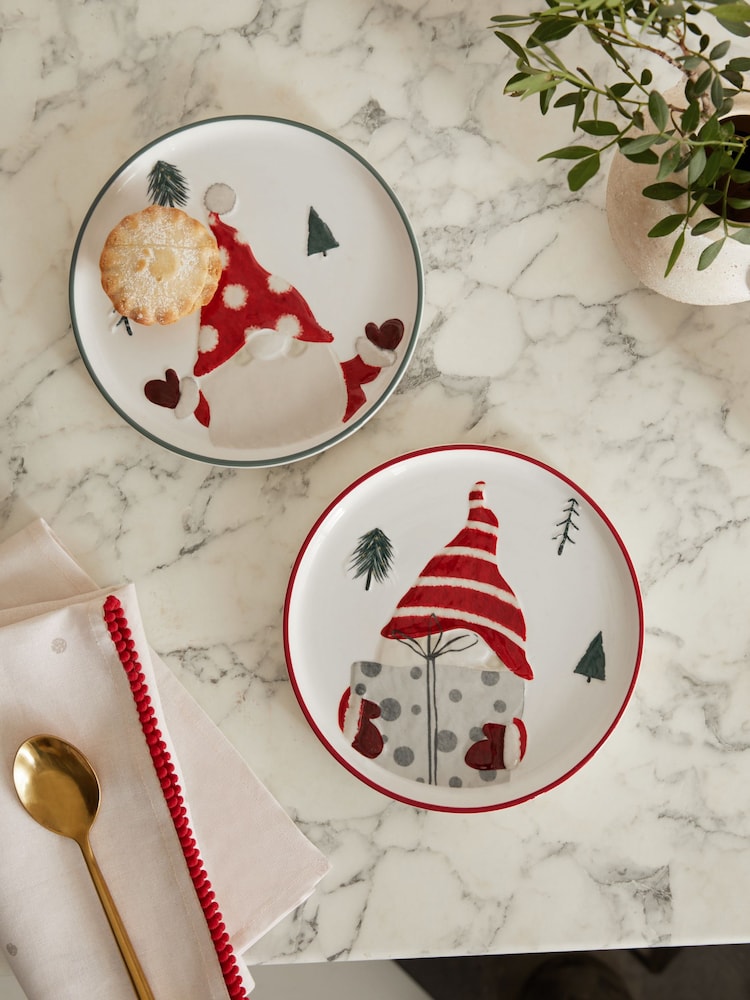 Red and Green Christmas Gonk Side Plates Set of 2 - Image 1 of 3