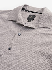 Neutral Geo Cuban Collar Textured Jersey Short Sleeve 100% Cotton Shirt - Image 6 of 7