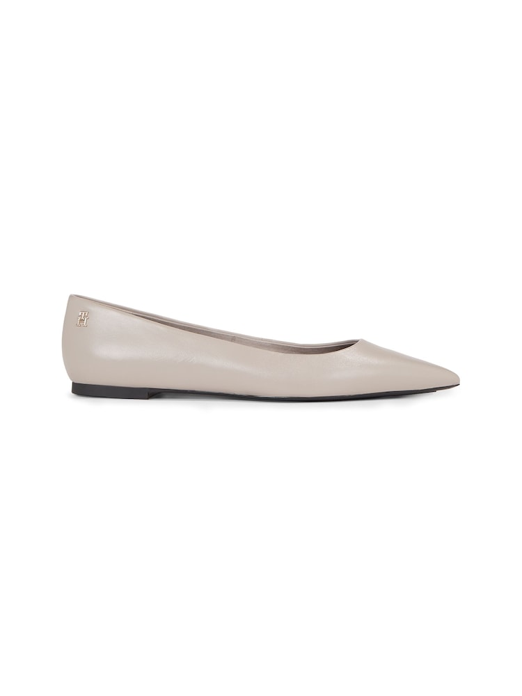Tommy Hilfiger Cream Essential Pointed Ballerina Pumps - Image 1 of 3