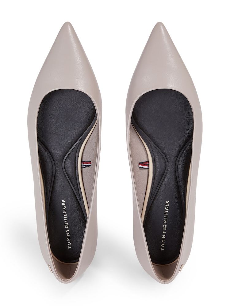 Tommy Hilfiger Cream Essential Pointed Ballerina Pumps - Image 3 of 3