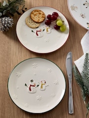 White Christmas Snowman Side Plates Set of 2 - Image 1 of 3