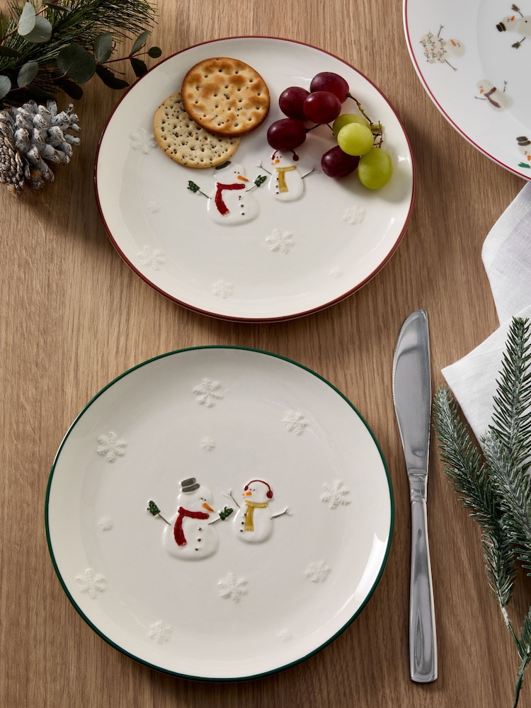 White Christmas Snowman Side Plates Set of 2 - Image 1 of 3