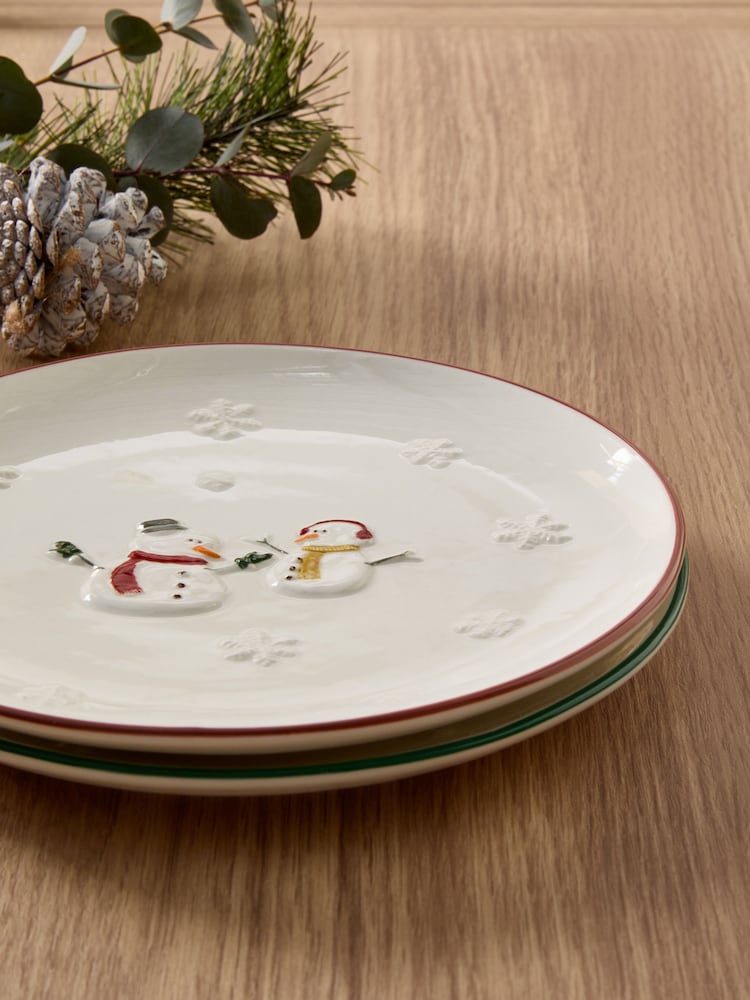 White Christmas Snowman Side Plates Set of 2 - Image 2 of 3