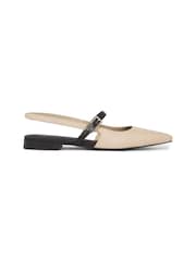 Tommy Hilfiger Leather Sling Cream Ballerina Pumps - Image 1 of 6