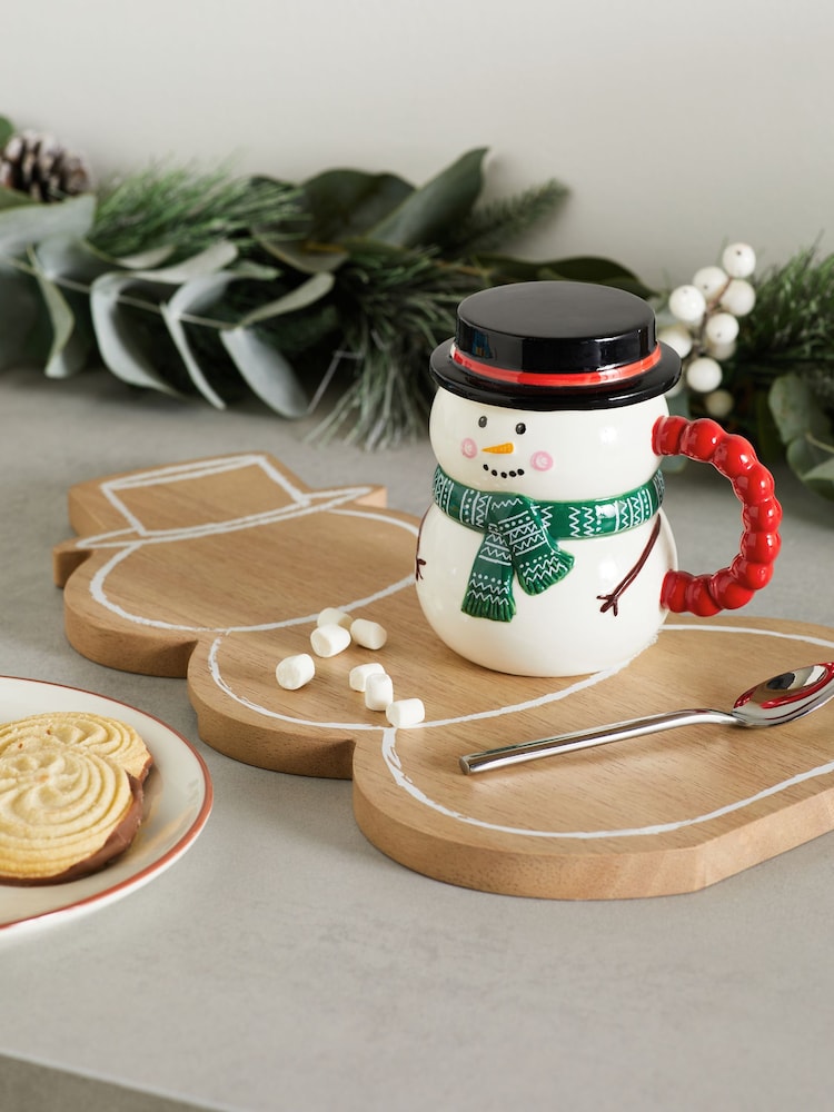 White Christmas Snowman Lidded Mug - Image 2 of 6