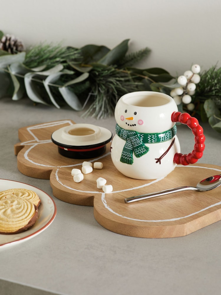 White Christmas Snowman Lidded Mug - Image 3 of 6