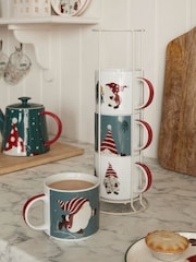 Green Christmas Gonk Stacking Mugs Set of 4 - Image 2 of 5
