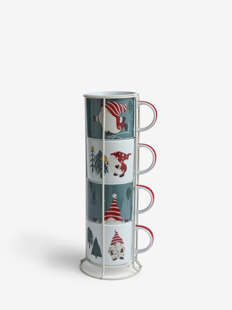 Green Christmas Gonk Stacking Mugs Set of 4 - Image 4 of 5