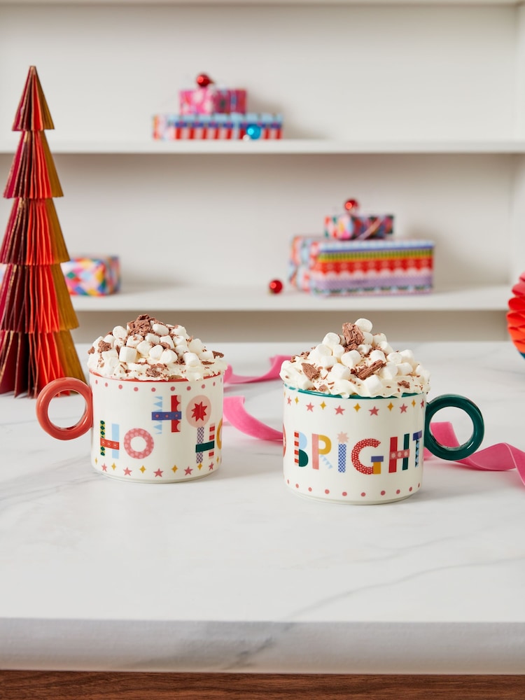 Set of 2 Multi Christmas Mugs - Image 1 of 5 Set of 2 Multi Christmas Mugs - Image 1 of 5