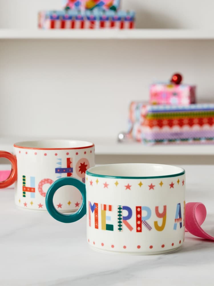 Set of 2 Multi Christmas Mugs - Image 2 of 5 Set of 2 Multi Christmas Mugs - Image 2 of 5