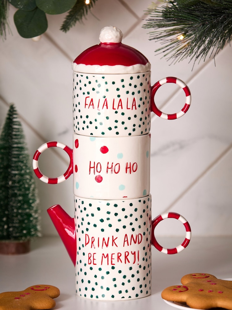 Red Christmas Tea for Two Teapot and Mug Set - Image 1 of 5