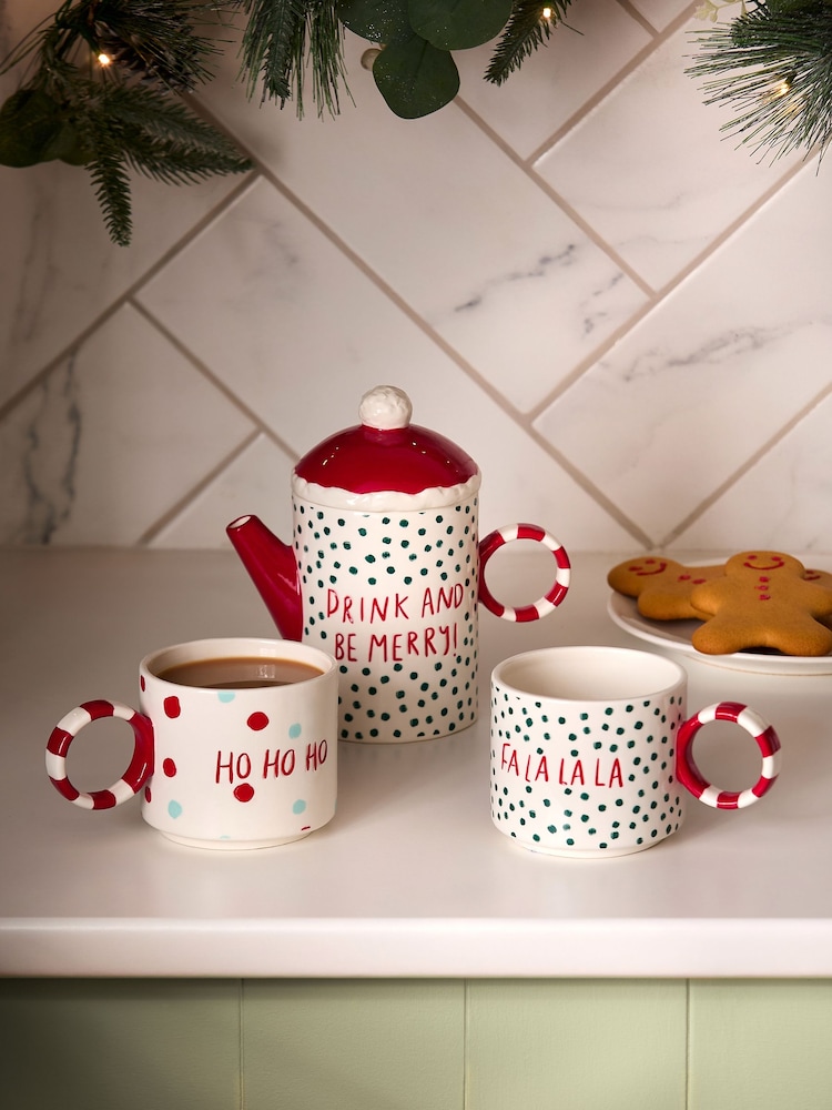 Red Christmas Tea for Two Teapot and Mug Set - Image 2 of 5