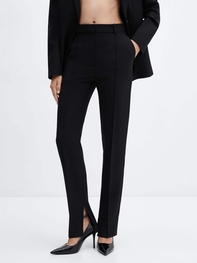 Mango Black Side Split Suit Trousers - Image 1 of 6